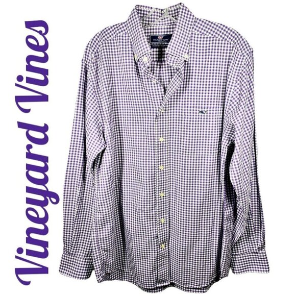 VINEYARD VINES 100% Cotton Classic Fit Tucker Purple Plaid Button Down Shirt, M